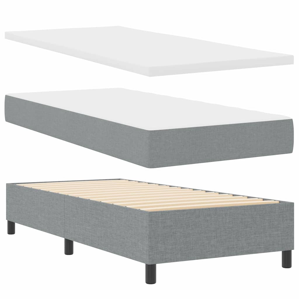 LED Box Spring Krevet Svijetlo siva 90 x 200 cm tkanina