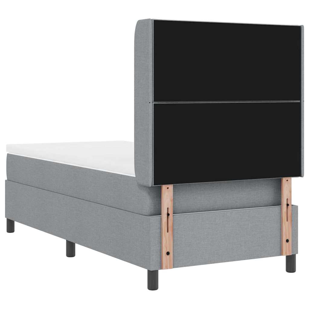 LED Box Spring Krevet Svijetlo siva 90 x 200 cm tkanina