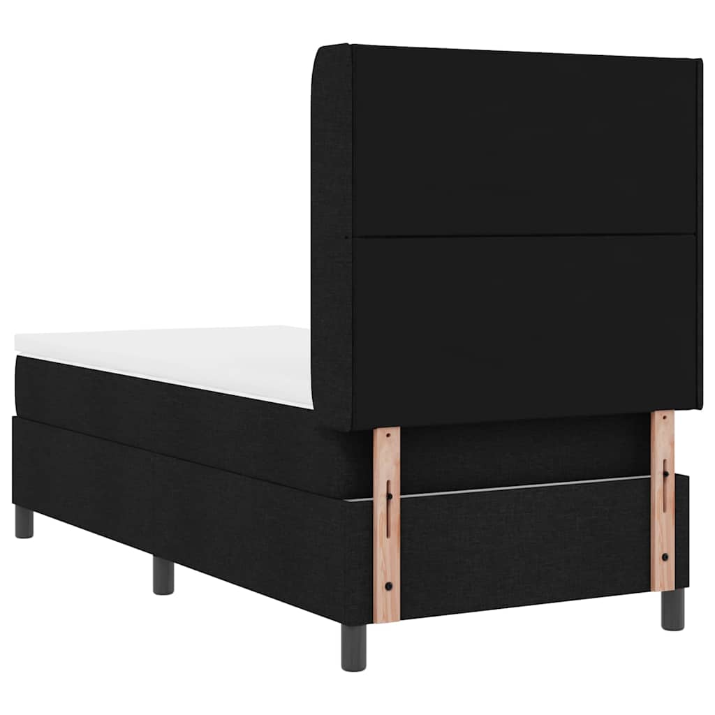 LED Box Spring Krevet s madracem Crna 100 x 200 cm tkanina