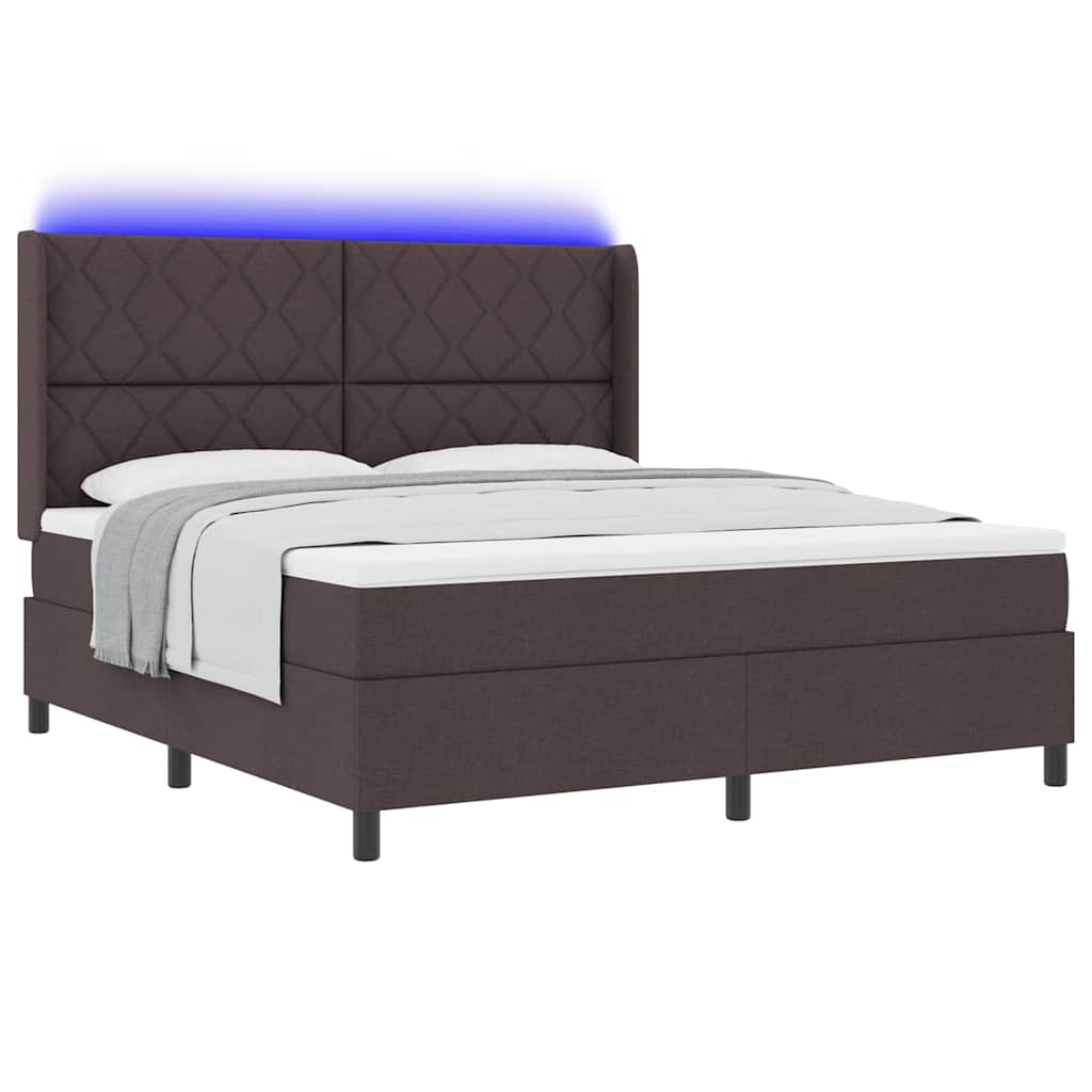 LED Box Spring Krevet Tamno smeđa 180 x 200 cm tkanina