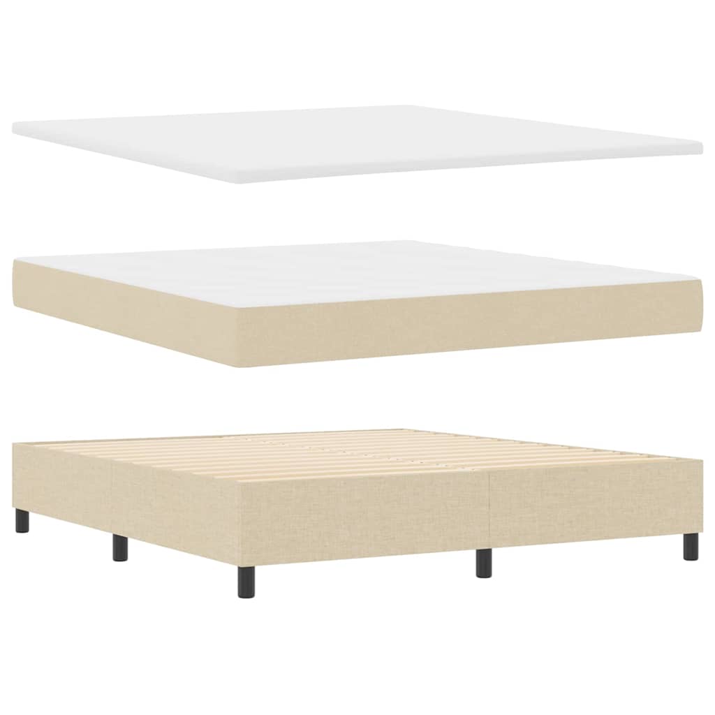 LED Box Spring Krevet s uzglavljem Krema 180 x 200 cm tkanina