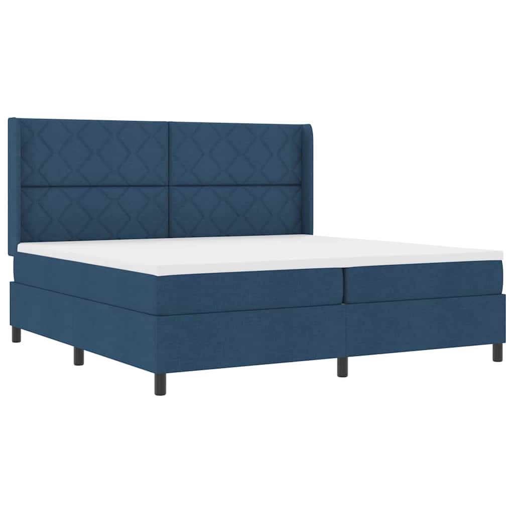 LED Box Spring Krevet s uzglavljem Plava 200 x 200 cm tkanina