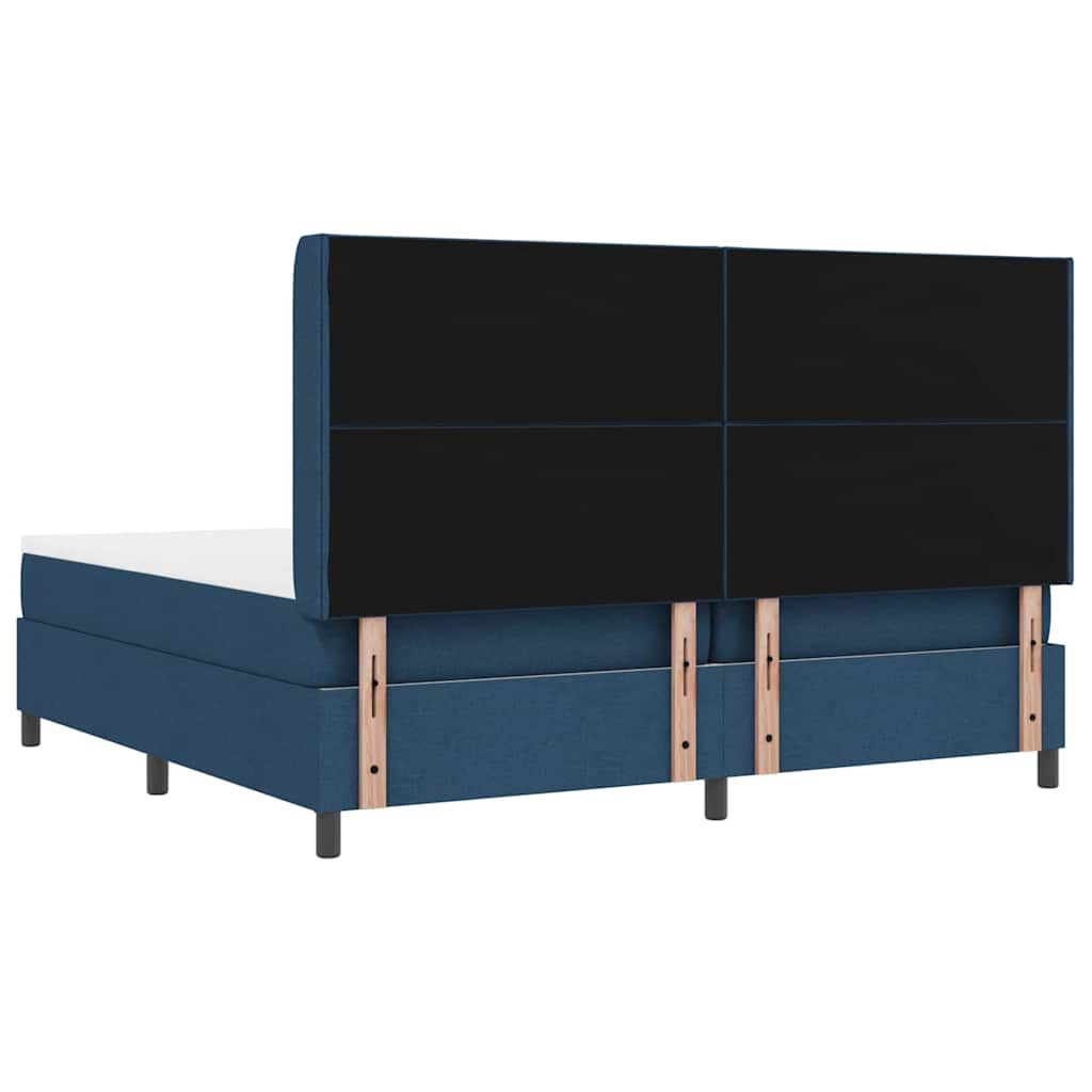 LED Box Spring Krevet s madracem Plava 200 x 200 cm tkanina