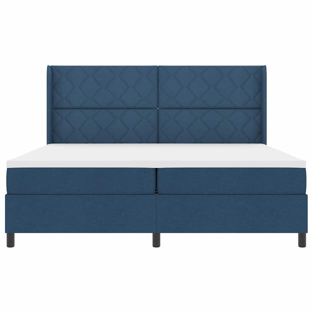 LED Box Spring Krevet s madracem Plava 200 x 200 cm tkanina