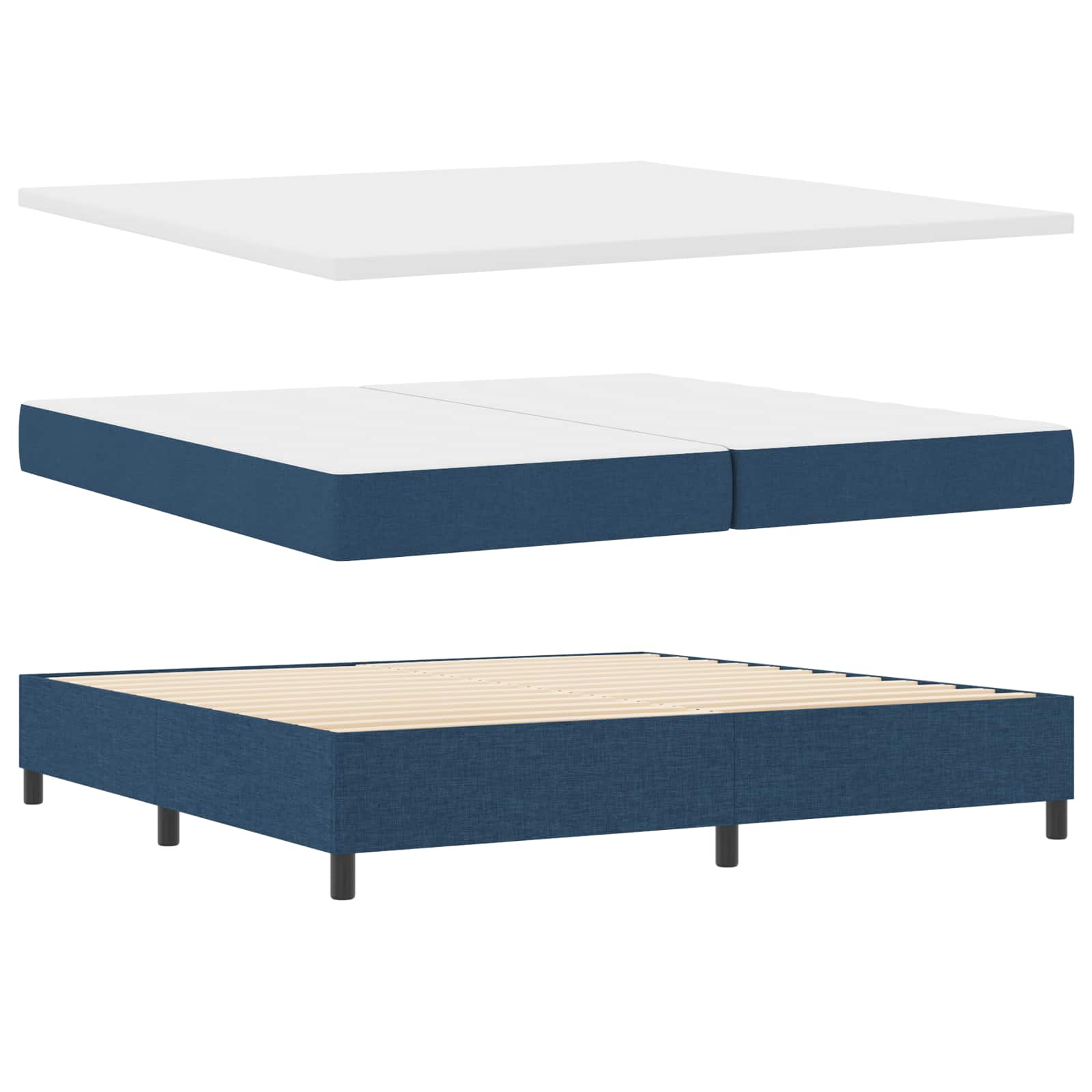 LED Box Spring Krevet s madracem Plava 200 x 200 cm tkanina