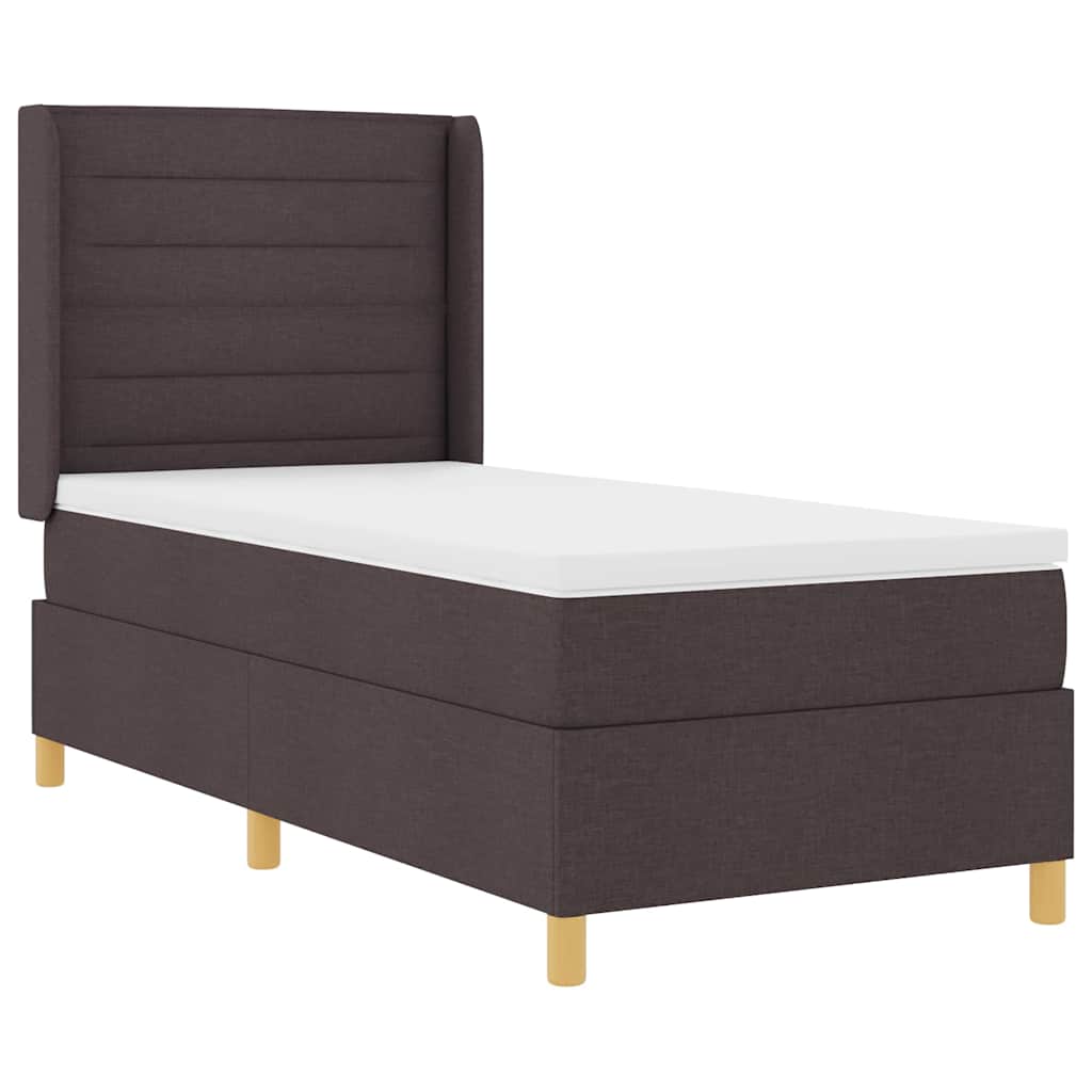 Krevet s opruga kutije s LED trakama Smeđa 90 x 190 cm tkanina