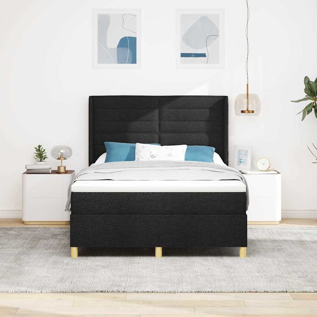 Krevet s opruga kutije s LED trakama Crna 140 x 190 cm tkanina