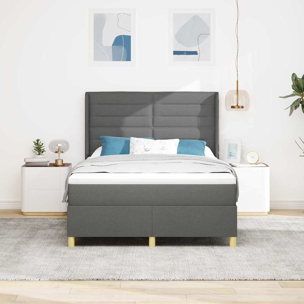Krevet s opruga kutije s LED trakama Siva 140 x 200 cm tkanina
