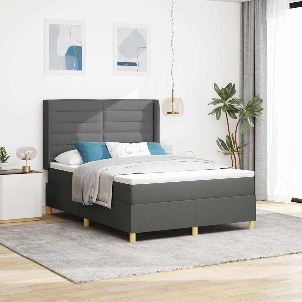 Krevet s opruga kutije s LED trakama Siva 160 x 200 cm tkanina