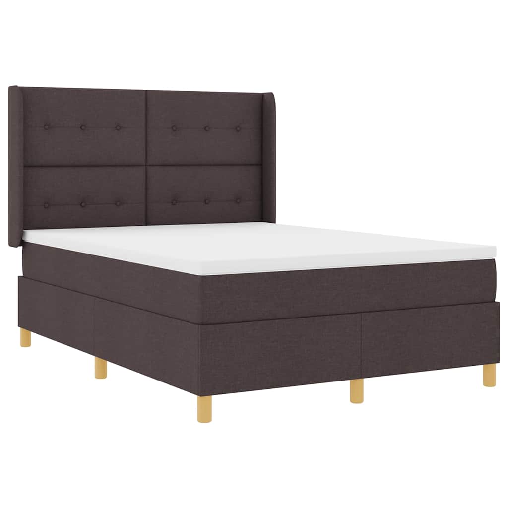 Krevet s opruga kutije s LED trakama Smeđa 140 x 190 cm tkanina