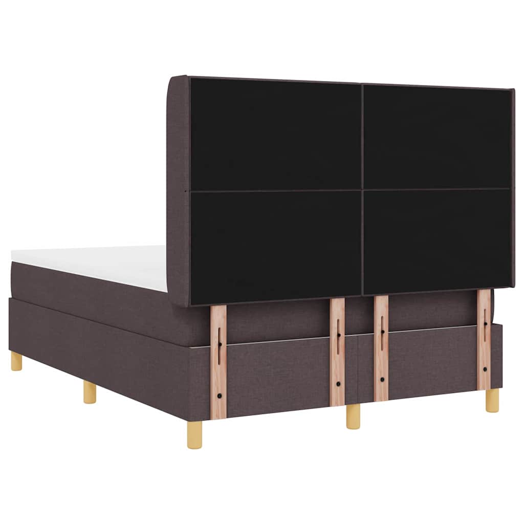 Krevet s opruga kutije s LED trakama Smeđa 140 x 190 cm tkanina