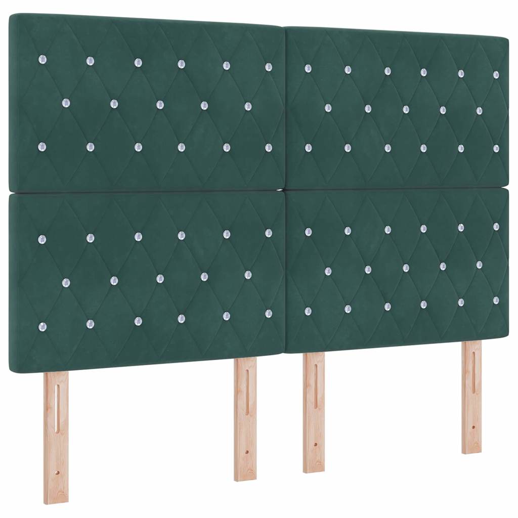Krevet s opruga kutije s LED trakama Zelena 140 x 190 cm Baršun