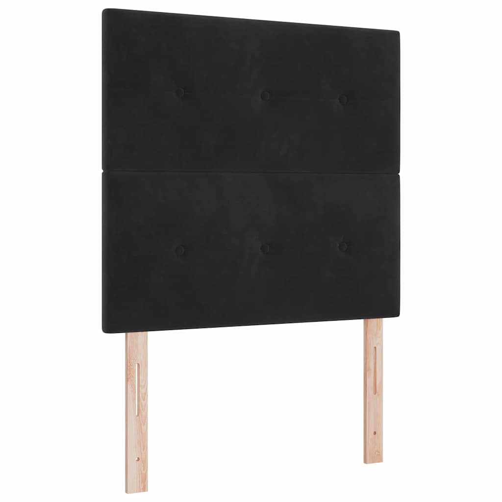 Krevet s opruga kutije s LED trakama Crna 90 x 190 cm Baršun