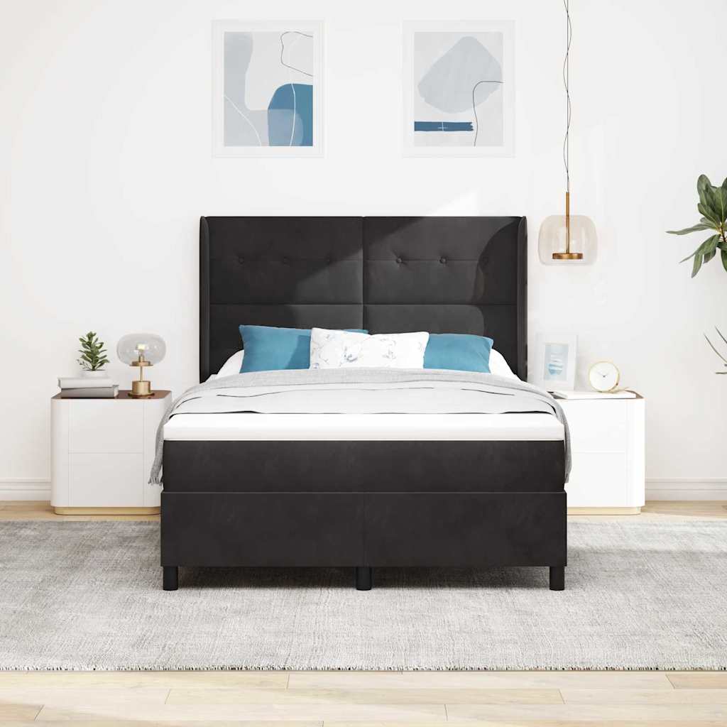 Krevet s opruga kutije s LED trakama Crna 140 x 190 cm Baršun