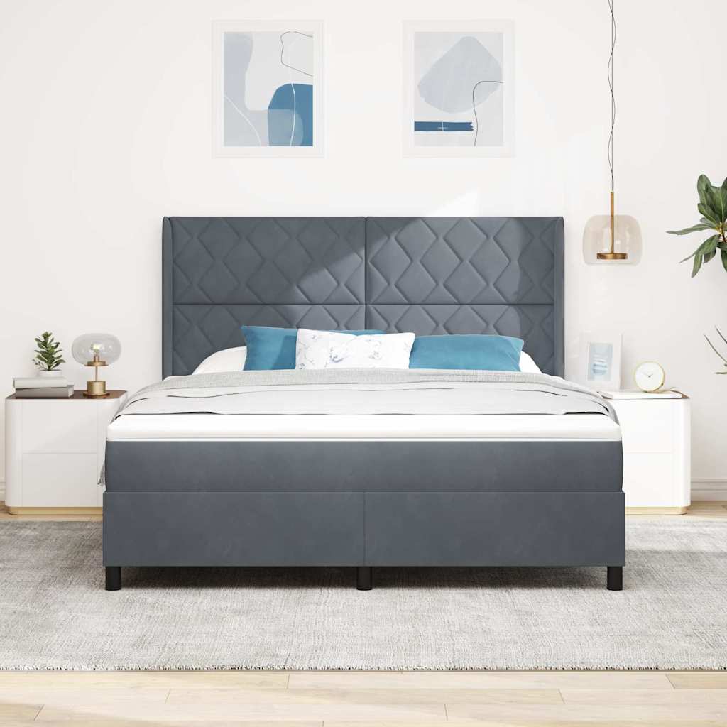 Krevet s opruga kutije Tamno siva 180 x 200 cm Baršun