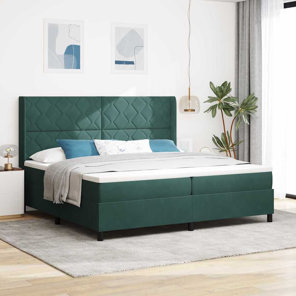 Krevet s opruga kutije Tamnozelena 200 x 200 cm Baršun
