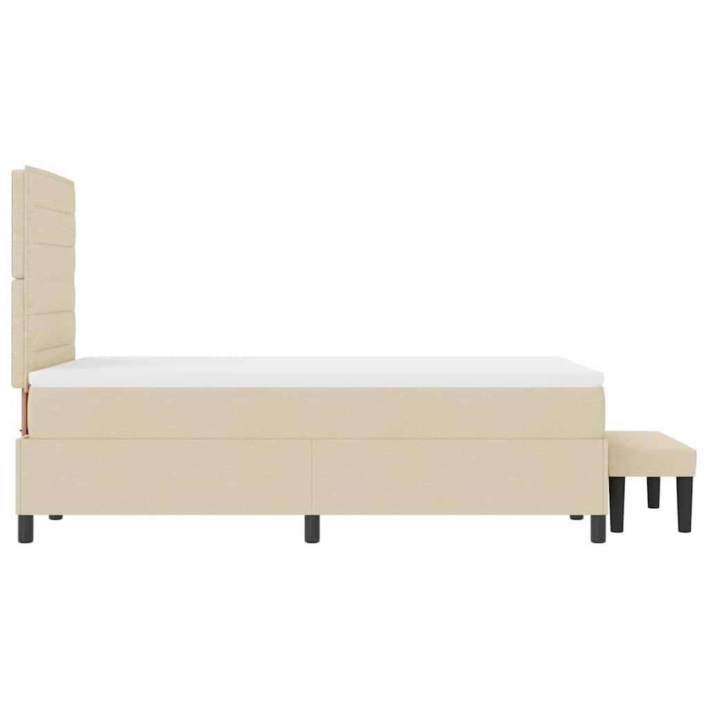 Krevet s opruga kutije s uzglavljem Krema 120 x 190 cm tkanina