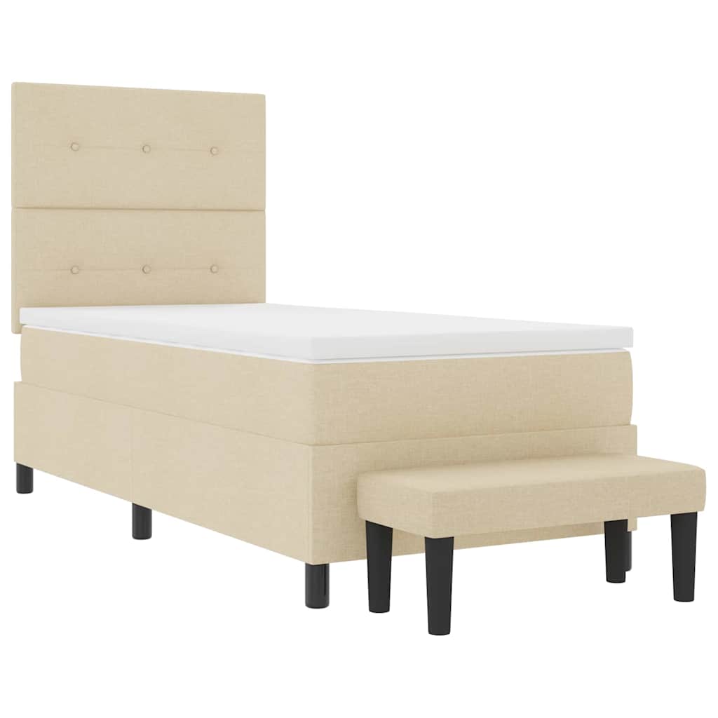 Krevet s opruga kutije s uzglavljem Krema 100 x 200 cm tkanina