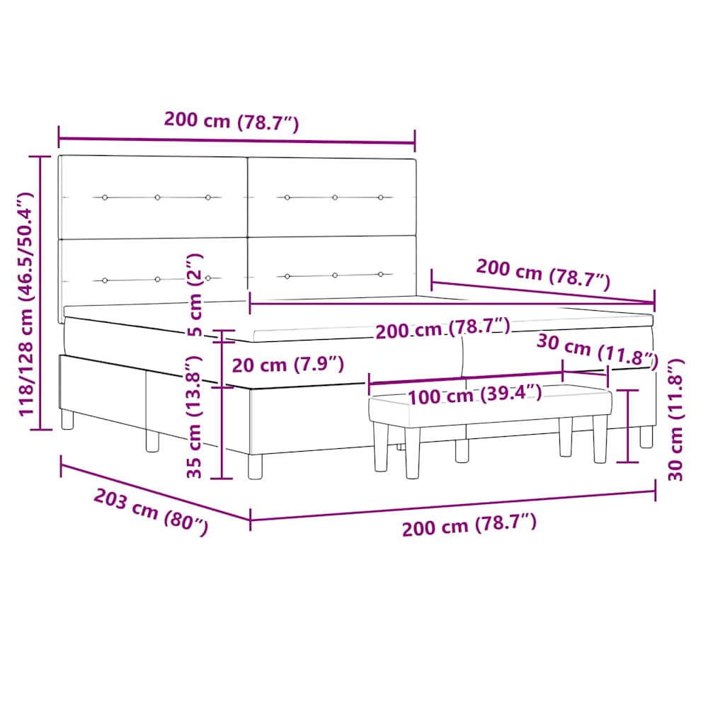 Krevet s opruga kutije s uzglavljem Plava 200 x 200 cm tkanina