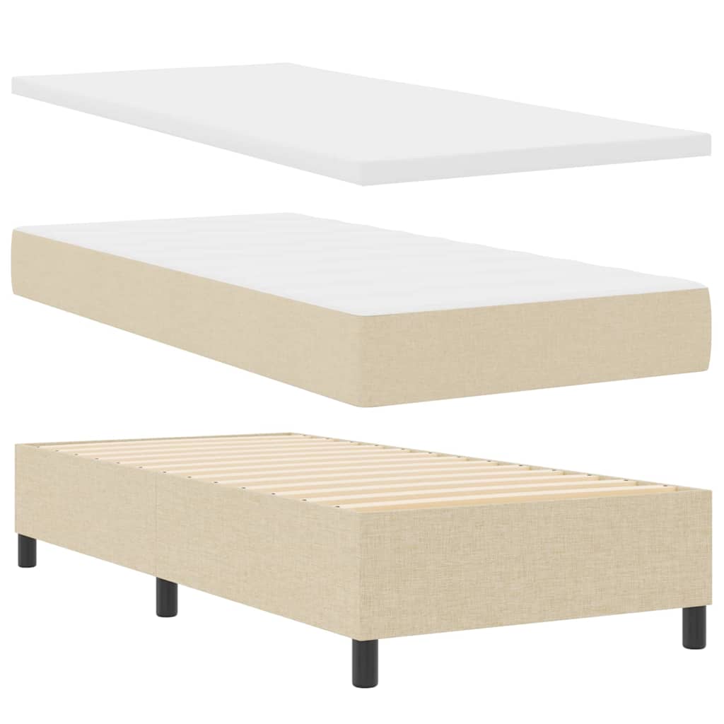 Krevet s opruga kutije s uzglavljem Krema 100 x 200 cm tkanina