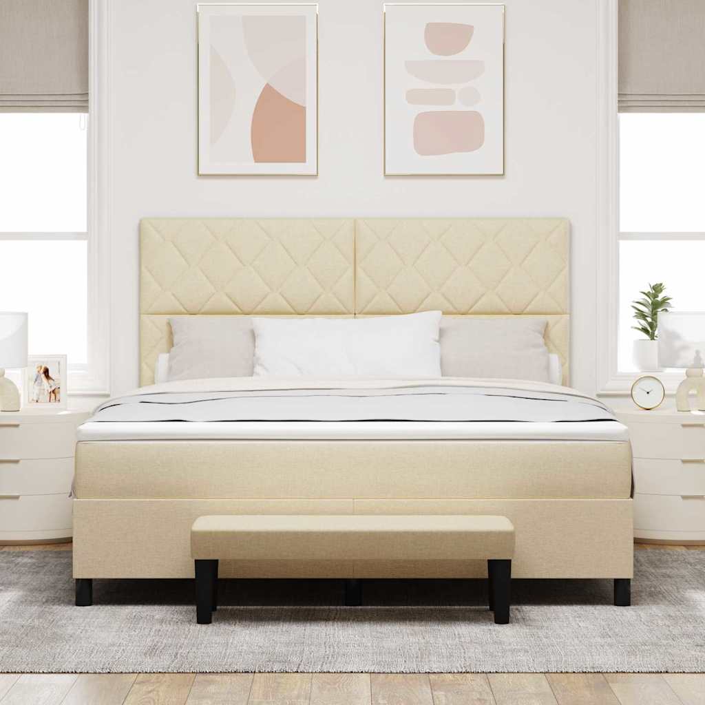 Krevet s opruga kutije s uzglavljem Krema 180 x 200 cm tkanina