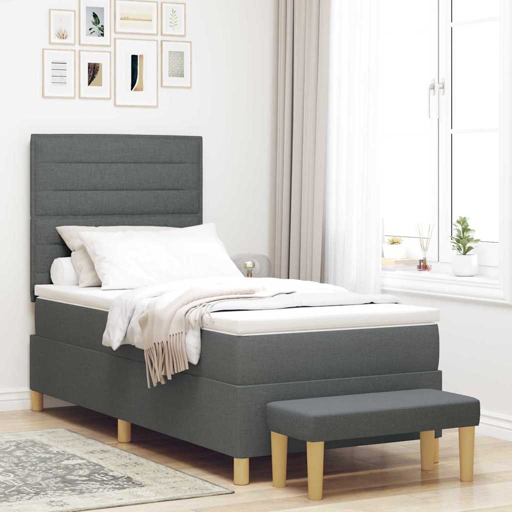 Krevet s opruga kutije Tamno siva 200 x 90 cm tkanina