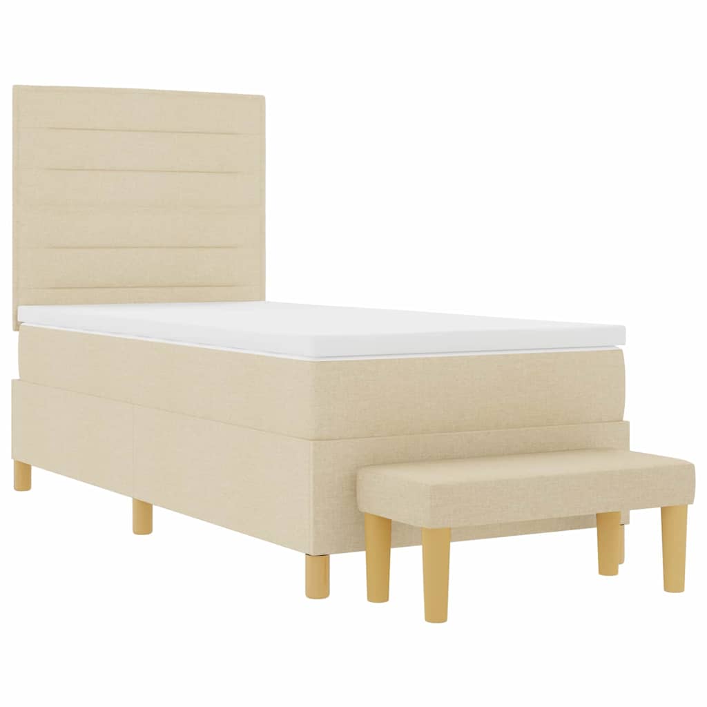 Krevet s opruga kutije s jastukom Krema 200 x 90 cm tkanina