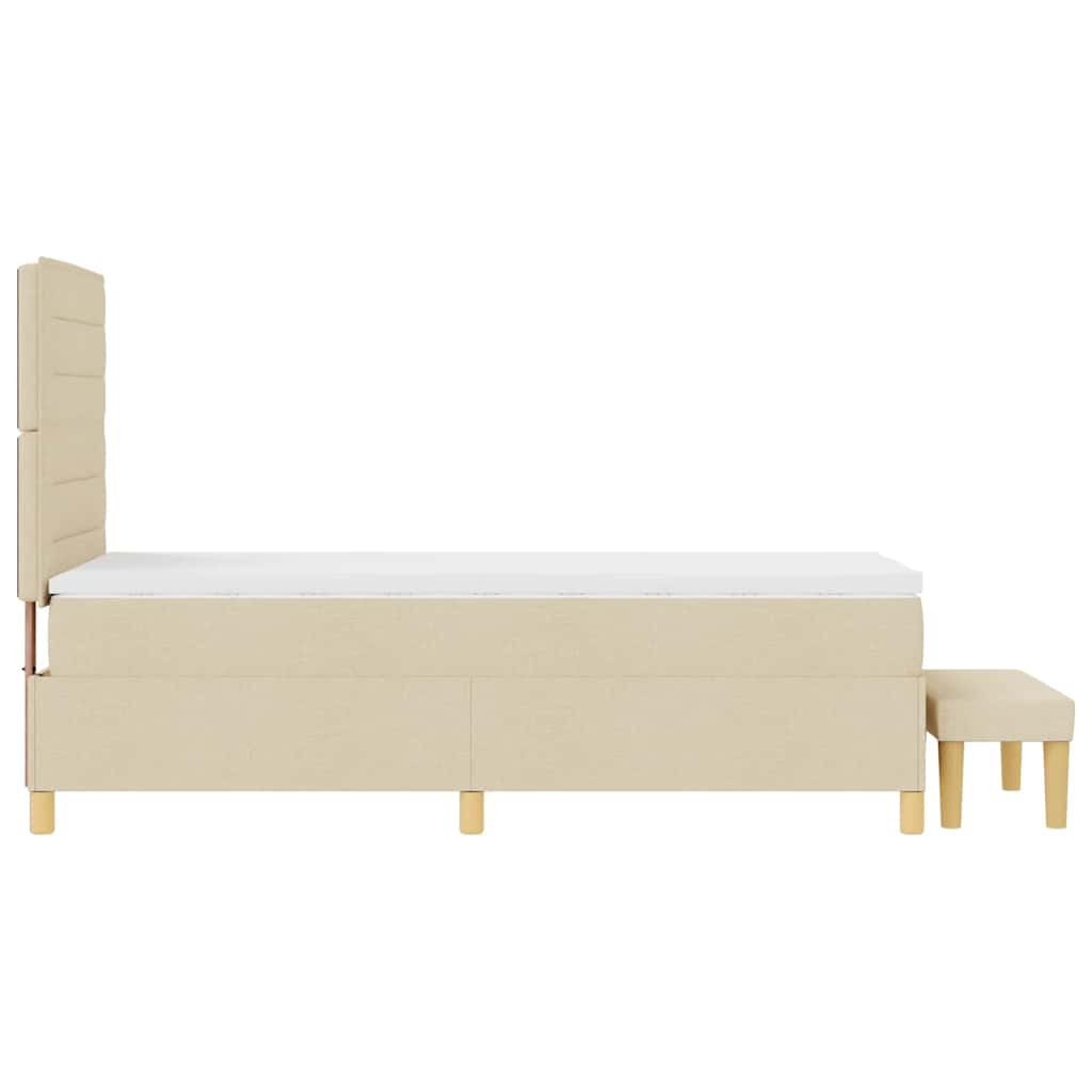 Krevet s opruga kutije s jastukom Krema 200 x 90 cm tkanina