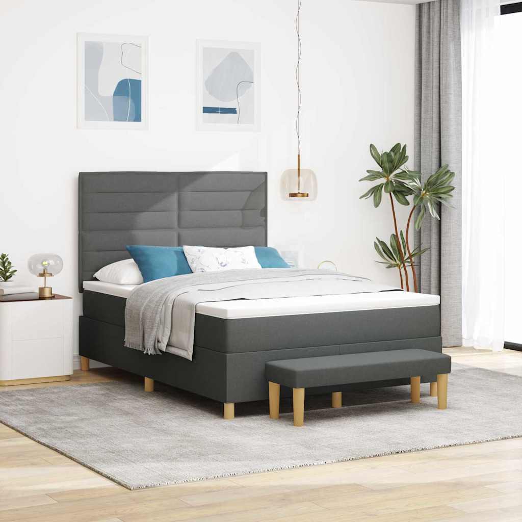 Krevet s opruga kutije Tamno siva 200 x 140 cm tkanina