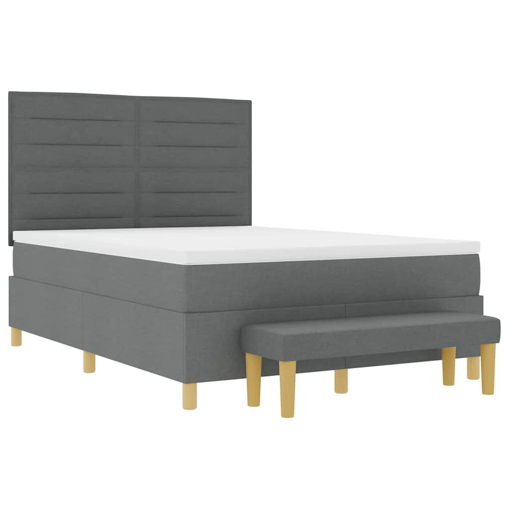 Krevet s opruga kutije Tamno siva 200 x 140 cm tkanina