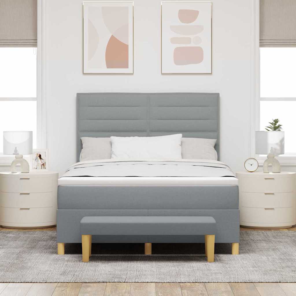 Krevet s opruga kutije Svijetlo siva 200 x 160 cm tkanina