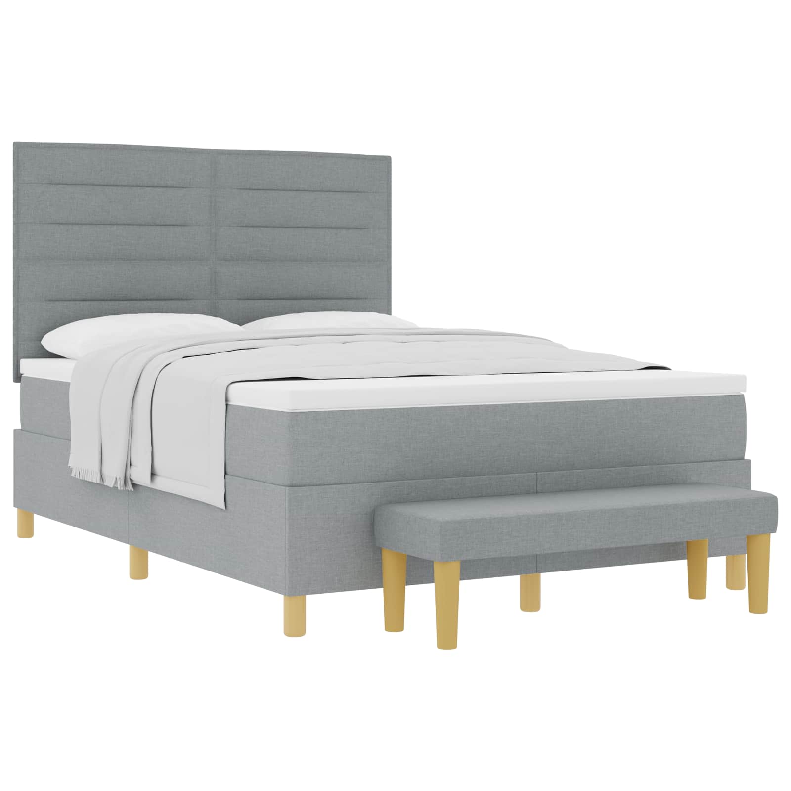 Krevet s opruga kutije Svijetlo siva 200 x 160 cm tkanina