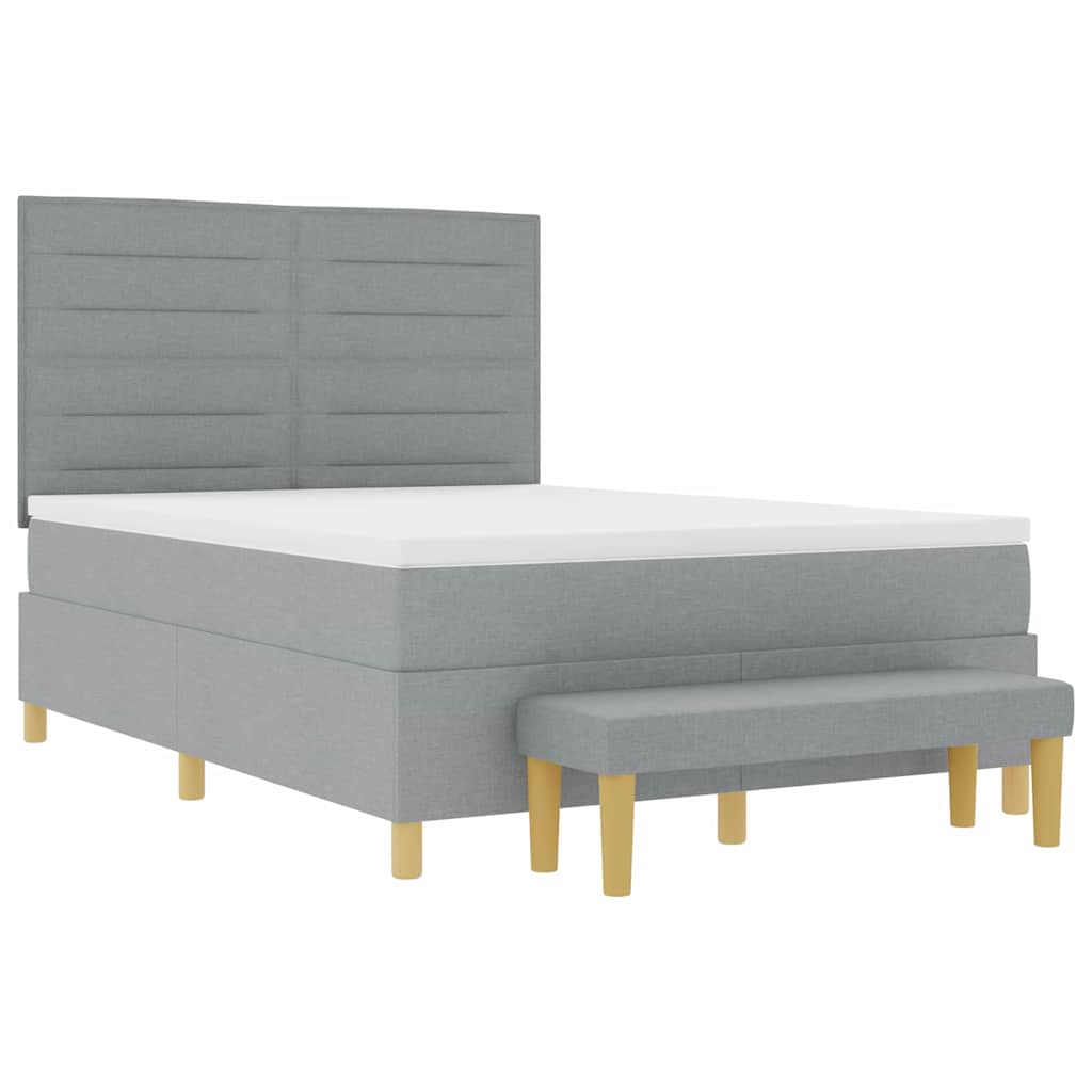Krevet s opruga kutije Svijetlo siva 200 x 160 cm tkanina