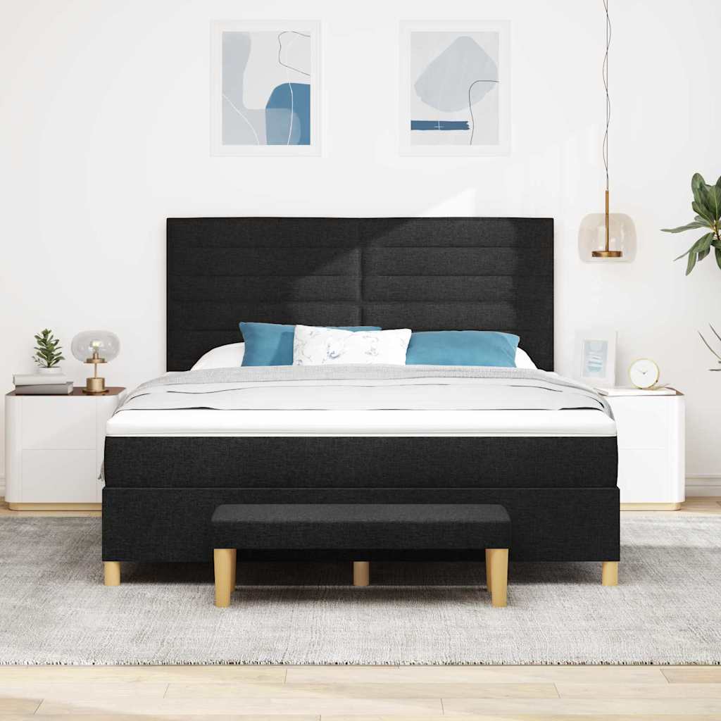 Krevet s opruga kutije s uzglavljem Crna 200 x 180 cm tkanina