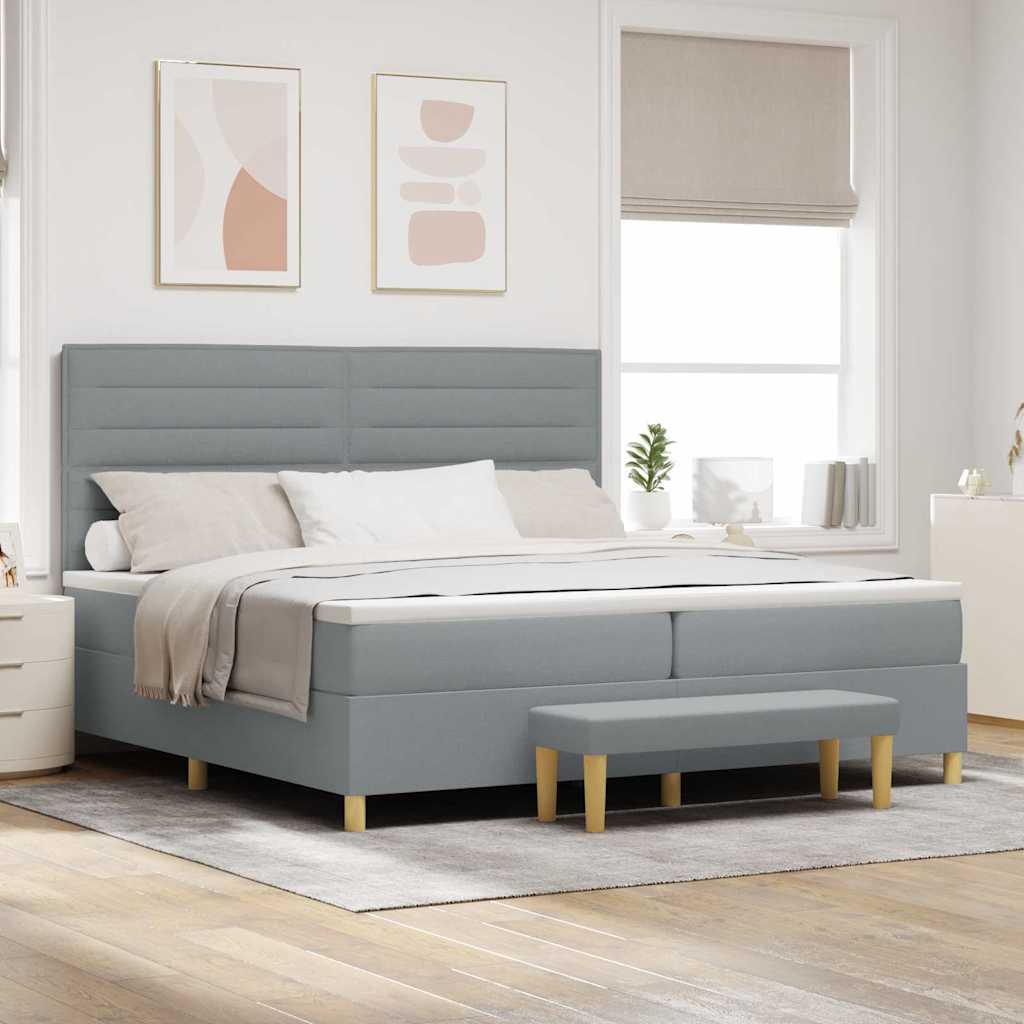 Krevet s opruga kutije Svjetlosiva 200 x 200 cm tkanina