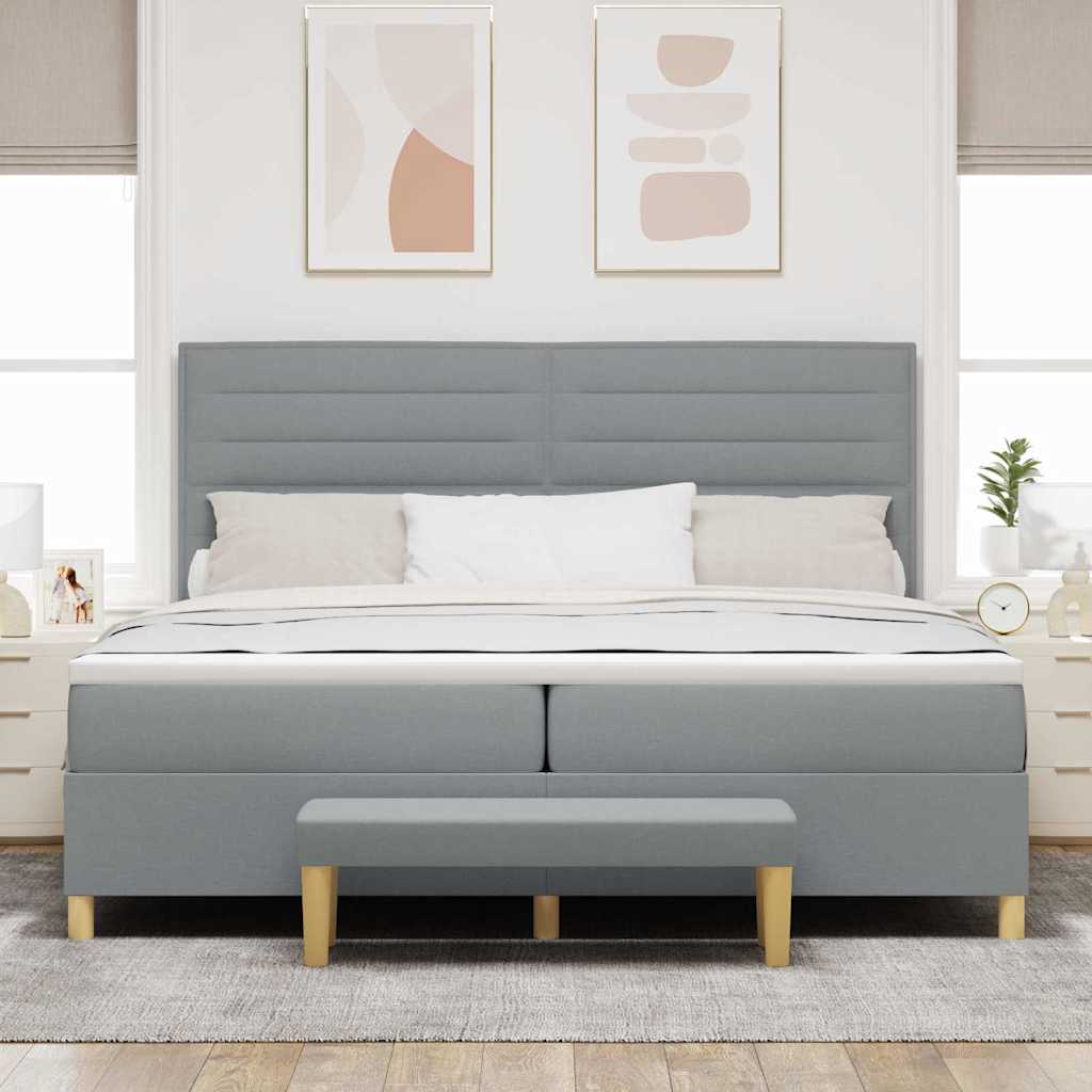 Krevet s opruga kutije Svjetlosiva 200 x 200 cm tkanina