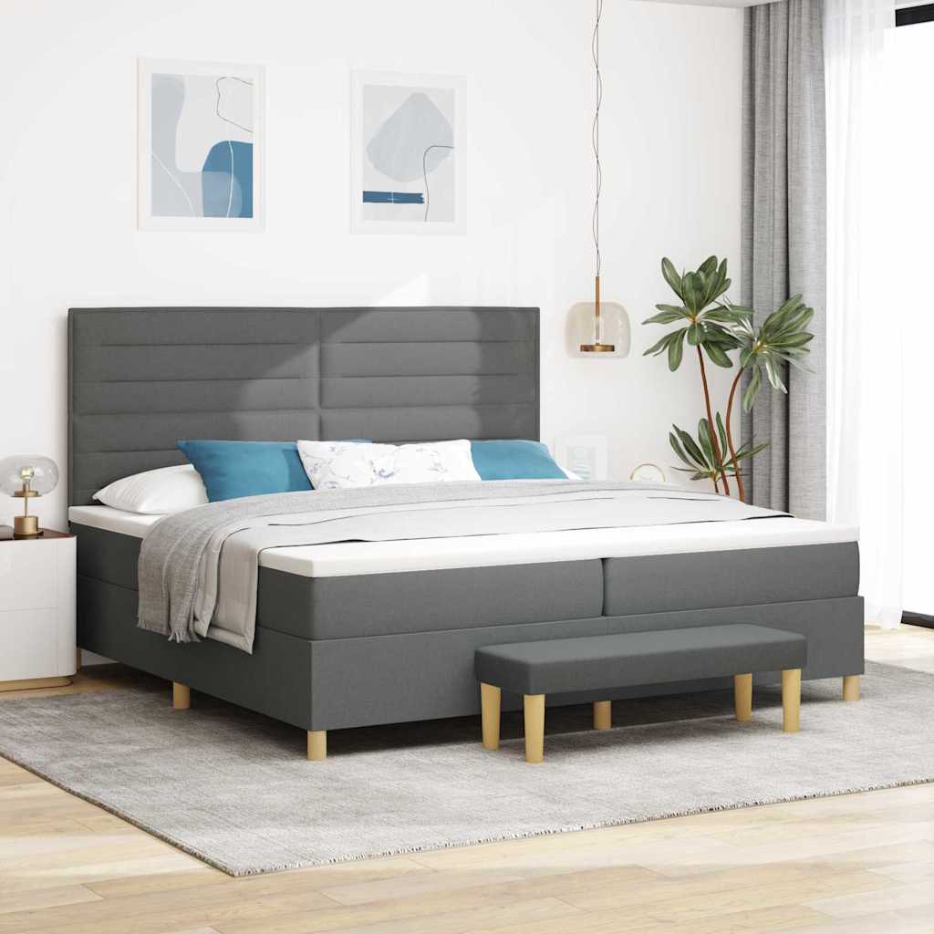 Krevet s opruga kutije Tamno siva 200 x 200 cm tkanina