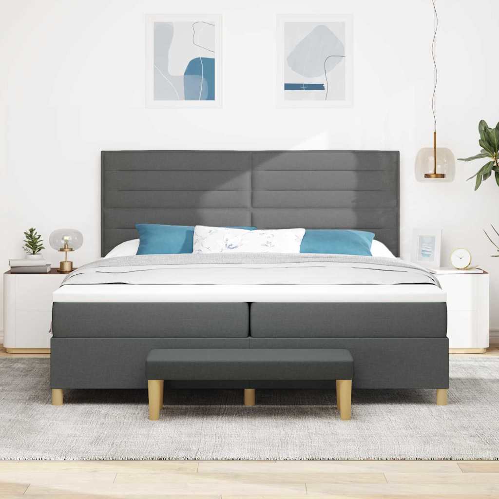 Krevet s opruga kutije Tamno siva 200 x 200 cm tkanina