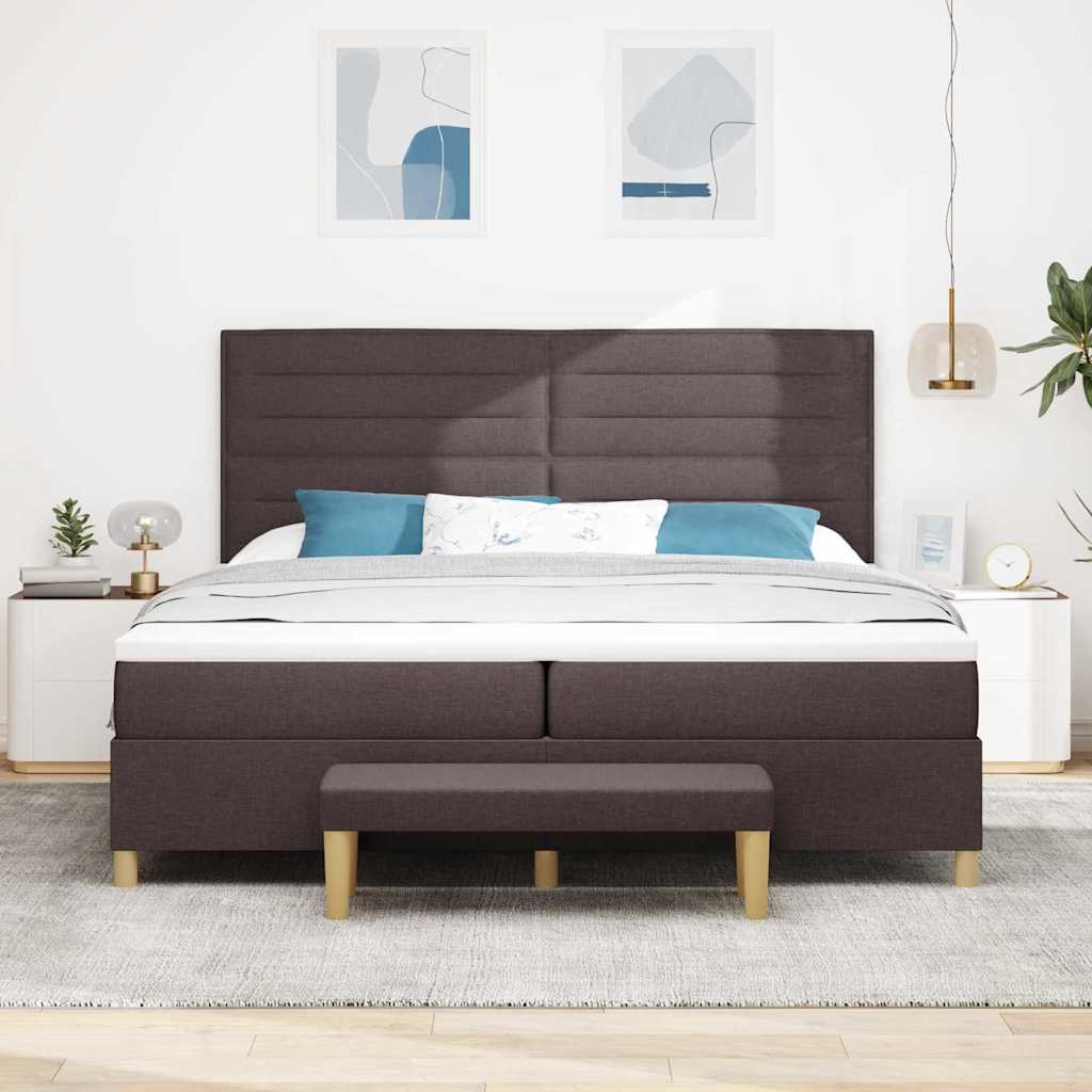 Krevet s opruga kutije Tamno smeđa 200 x 200 cm tkanina