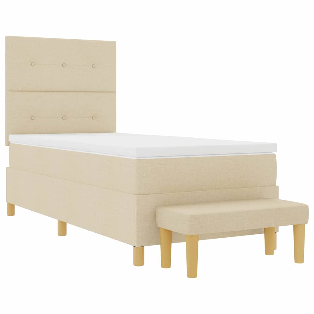 Krevet s opruga kutije s jastukom Krema 200 x 80 cm tkanina