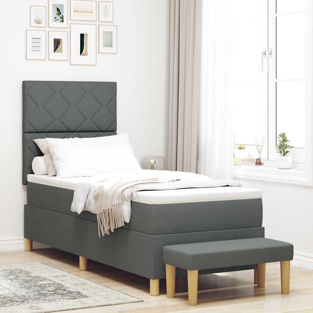 Krevet s opruga kutije Tamno siva 200 x 80 cm tkanina