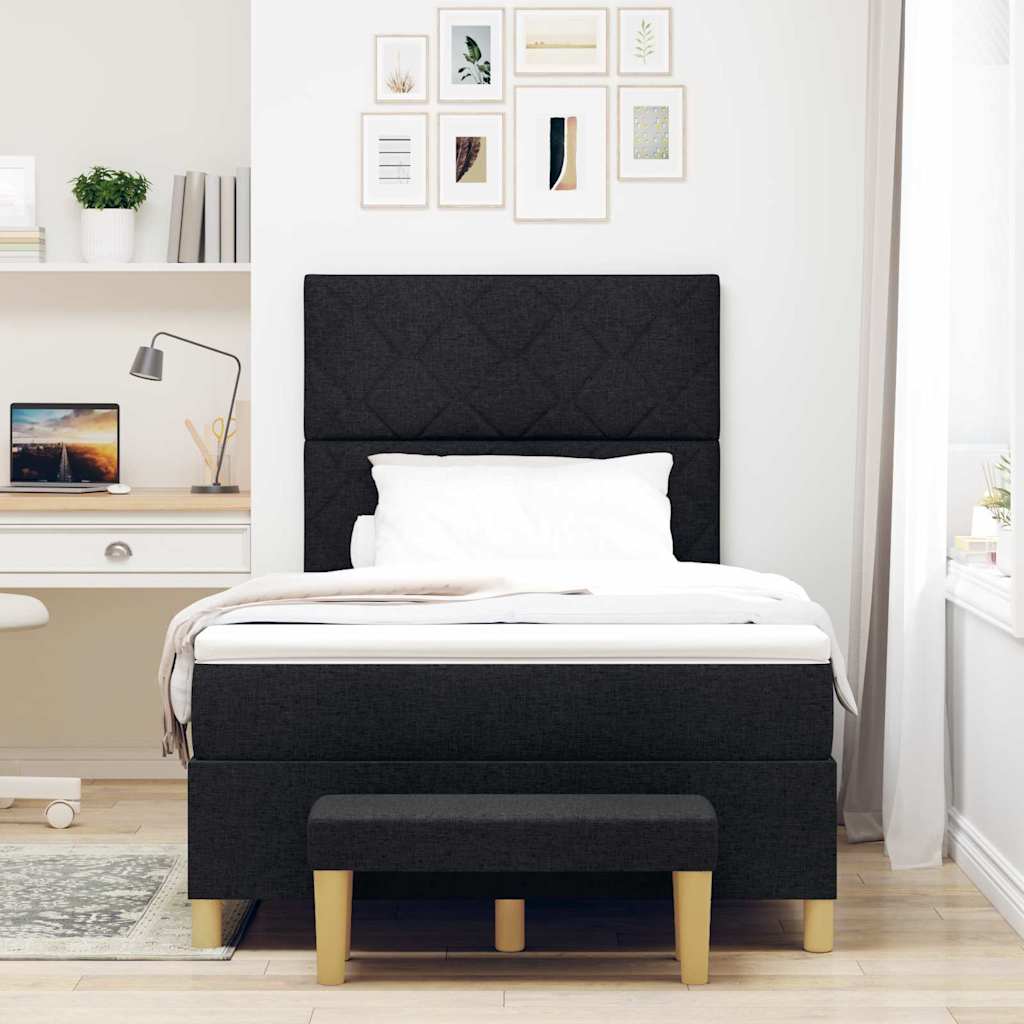 Krevet s opruga kutije s jastukom Crna 200 x 120 cm tkanina