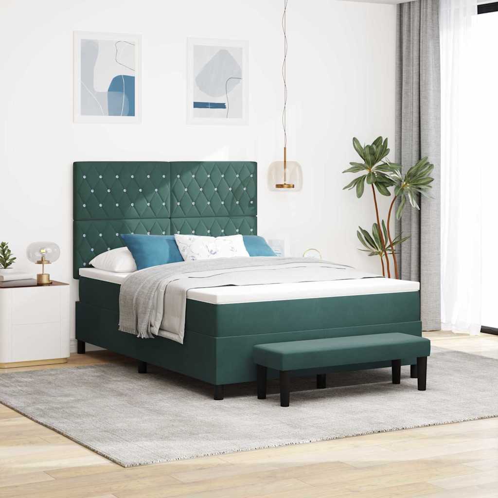 Krevet s opruga kutije Tamnozelena 200 x 140 cm Baršun