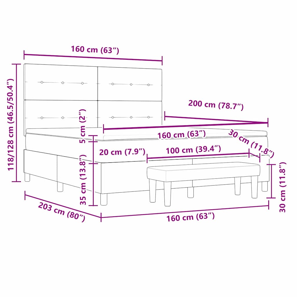 Krevet s opruga kutije Svjetlosiva 200 x 160 cm Baršun