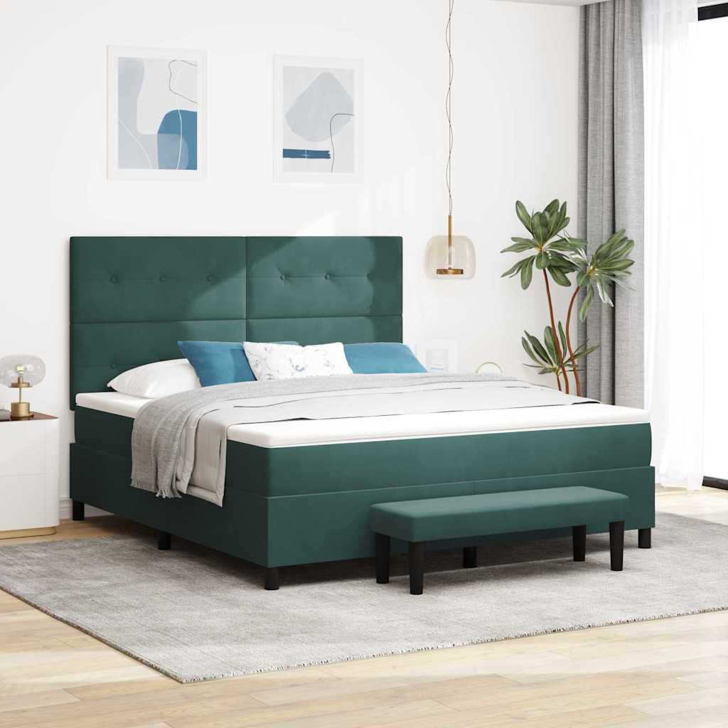 Krevet s opruga kutije Tamnozelena 200 x 180 cm Baršun