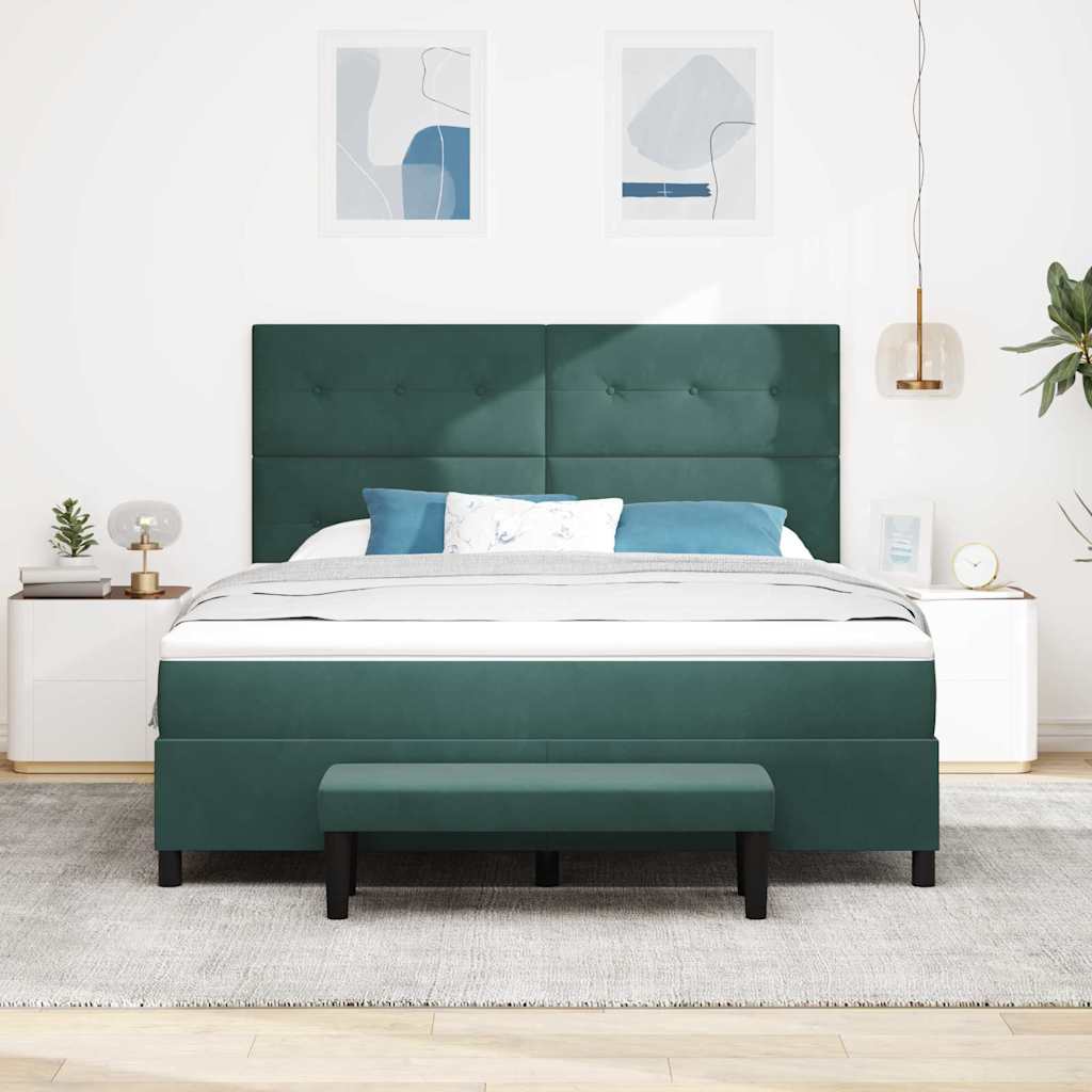 Krevet s opruga kutije Tamnozelena 200 x 180 cm Baršun