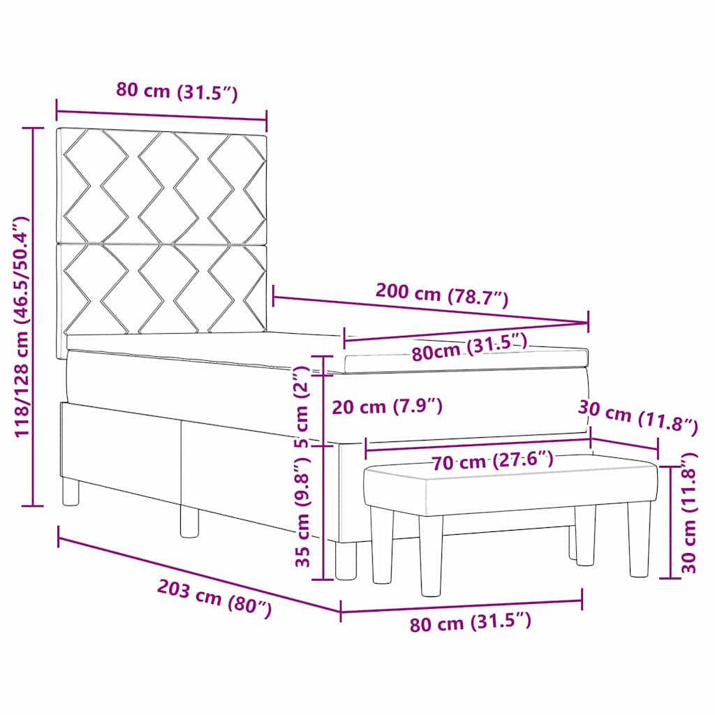 Krevet s opruga kutije Tamnozelena 200 x 80 cm Baršun