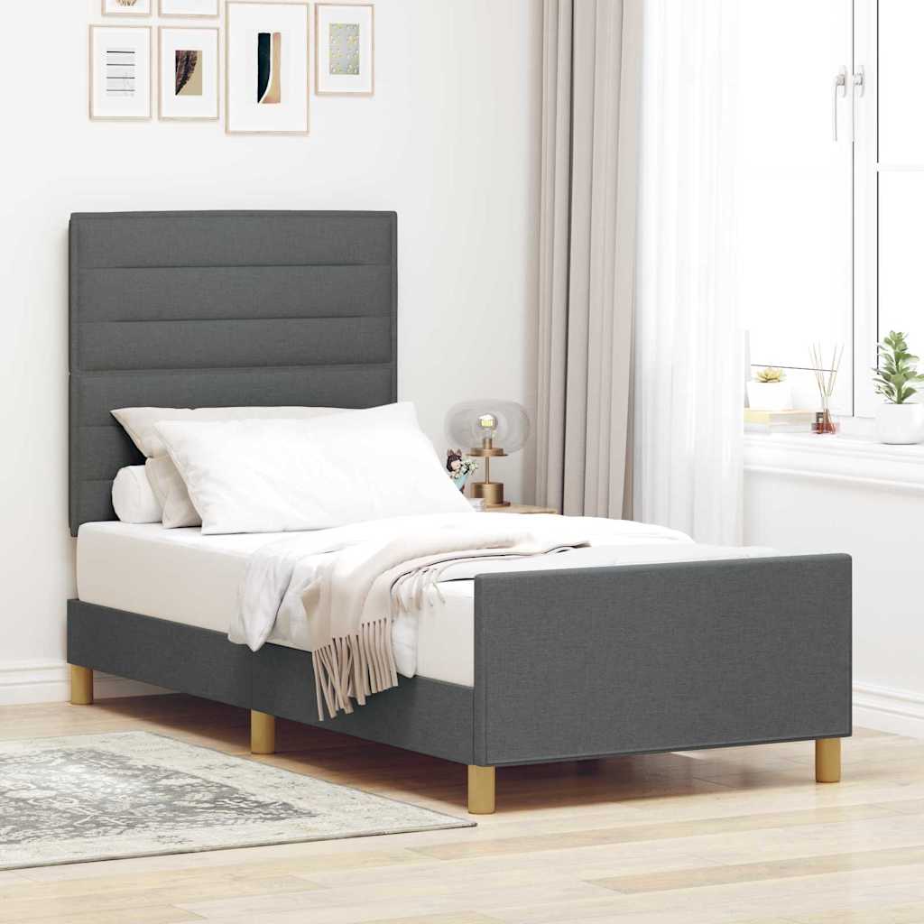 Krevetna konstrukcija Tamno siva 80 x 200 cm tkanina