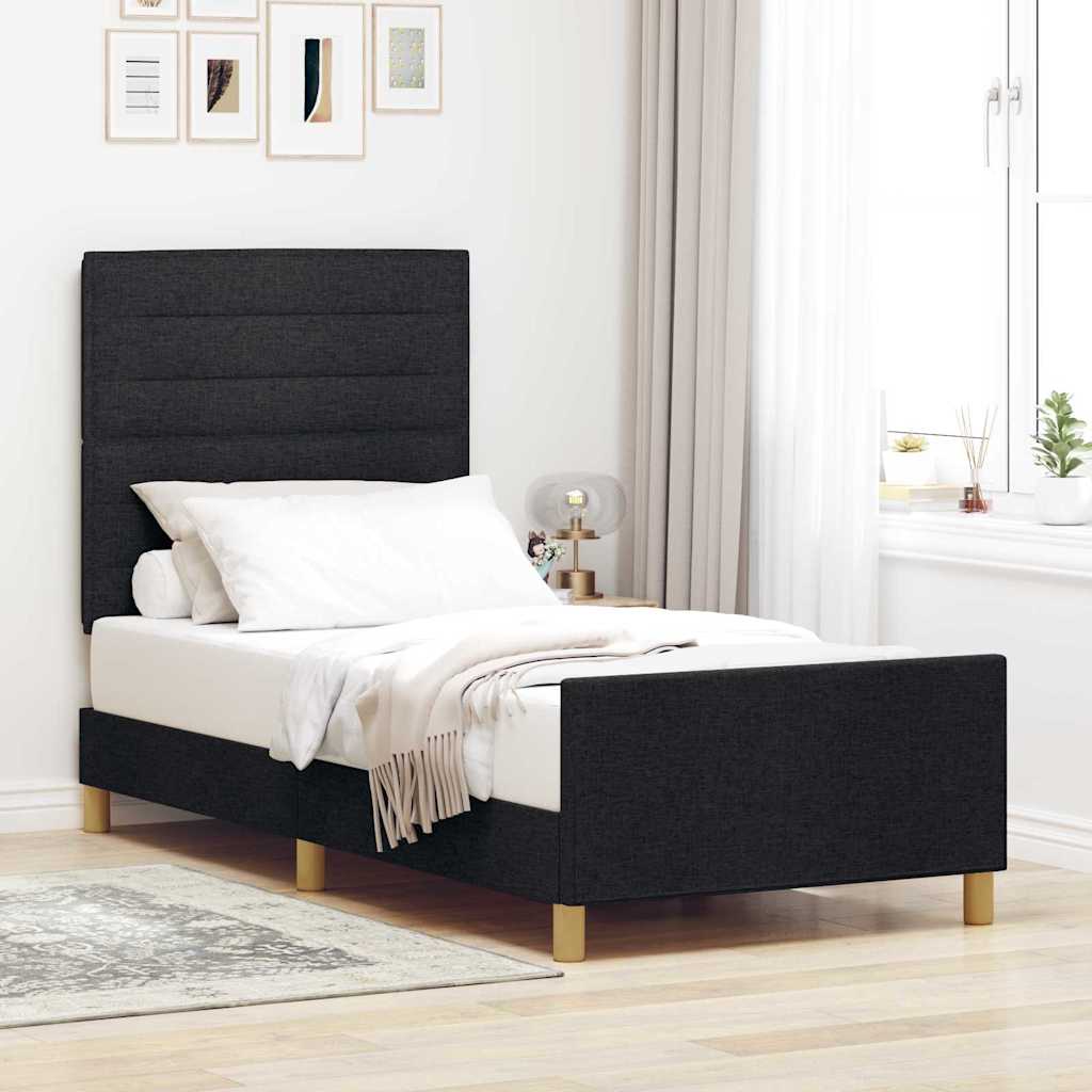 Krevetna konstrukcija s uzglavljem Crna 80 x 200 cm tkanina