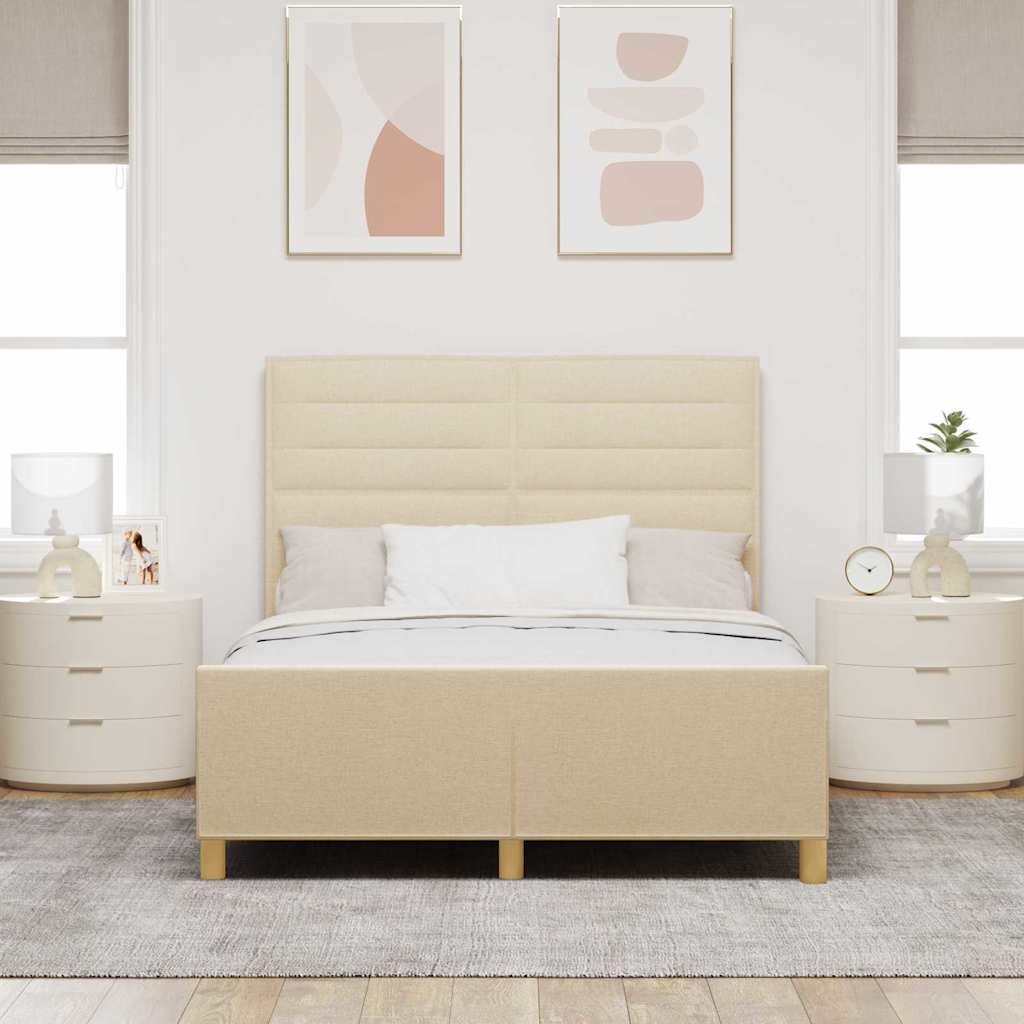 Krevetna konstrukcija s uzglavljem Krema 140 x 200 cm tkanina